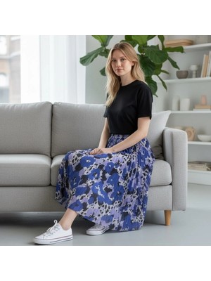 Eren Style Şifon Içi Astarlı Beli Lastikli Etek(95 Cm)-(38-52)