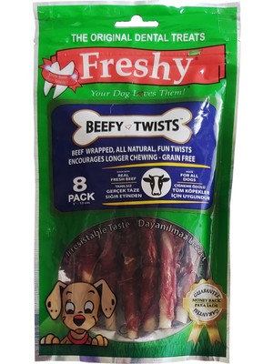 Freshy Beefy Twists Sığır Etli Burgu Çubuk Köpek Ödülü 75 gr 8 Adet