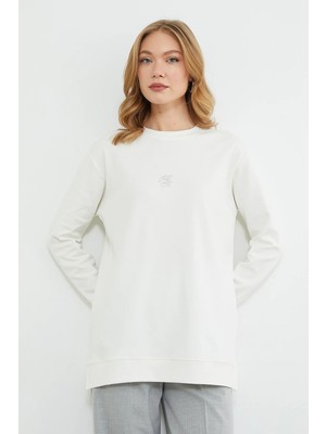 FullaModa Fullamodest Lotus Çiçeği Kabartmalı Oversize Tunik
