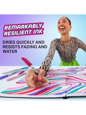 Berry Store Sharpie Glam Pop Kalıcı Markörler, Kalın Ayrıntılar Için Ince Nokta, Çeşitli Canlı Renkler | 12 Keçeli Kalem