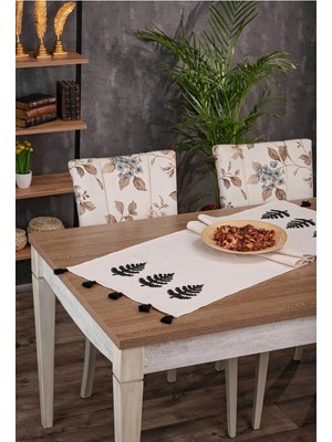 Shopyteks %100 Pamuk Keten Bohem Punch Nakışlı Masa Runner – 30X140 cm Zarif ve Doğal Sofra Dekorasyonu