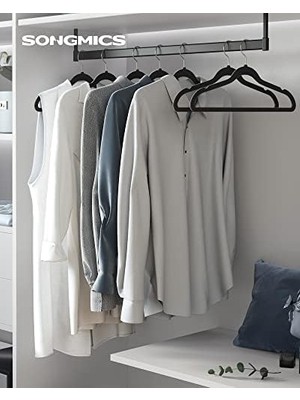 Nisar Store Kadife Elbise Askısı, 30'lu Set, Askı, Ceket Askısı, 41,5 cm Genişliğinde, Elbise Askısı, Ince, Dayanıklı, 360° Dönebilen Kanca, Manto, Gömlek ve Takım Elbiseler Için, Siyah CRF26BK