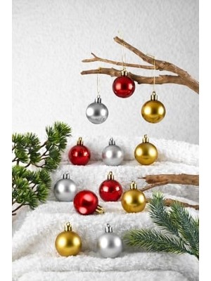 Berry Store 6 Adet Lüx Yılbaşı Ağacı Süsü Yılbaşı Set Ağacı Süslemeleri Topları Topu Parti Asılı Top Yılbaşı Süsleri Karışık 4 cm