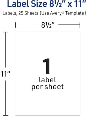 Berry Store Mürekkep Püskürtmeli Yazıcılar Için Mat Buzlu Şeffaf Tam Sayfa Etiketleri, 8,5 Inç x 11 Inç, 25 Etiket (8665)