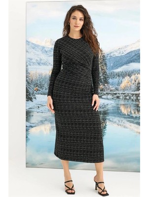 Aria's Closet Arias Closet Desenli Uzun Kollu Elbise