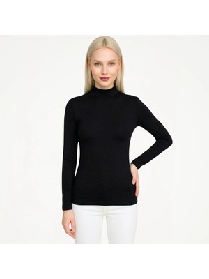 New Team Kadın Bambu Uzun Kol Balıkçı Yaka Body, Hafif, Rahat ve Terletmeyen