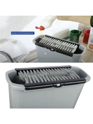 Berry Store Hazneli Tabak Yıkama Fırçası EASYSO5714 Temizlik Aparatlı Tahliye Vanası Renkli Vantuzlu