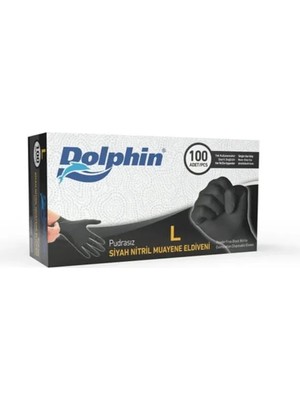 Dolphin Çok Amaçlı Siyah Nitril Eldiven (L) 100lü Paket 2 Adet (Gıdaya Uygun)