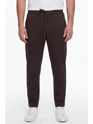 Sabri Özel Giotelli Erkek Koyu Kahve Slim Fit Yandan Cepli Jogger Pantolon