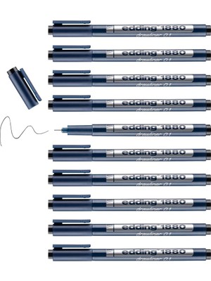 Nisar Store 1880 Teknik Çizim Kalemi - Siyah - 10 Kalem - 0,1 mm Çizgi Genişliği