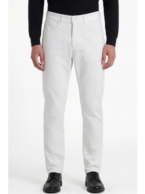Sabri Özel Giotelli Beyaz Regular Fit Pamuk Karışımlı Likralı Chino Pantolon