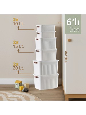 Trend Maison Oyuncak Dolabı  Kapaklı Saklama Kutusu, Çok Amaçlı Düzenleyici, Banyo Mutfak Organizer 6'lı