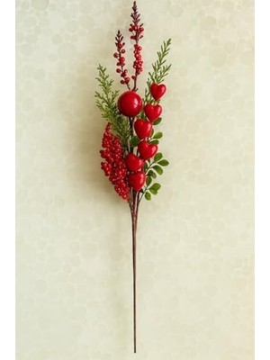 Berry Store 1 Adet Lüx Kalpli Yeşilli Kokina Çiçeği Yılbaşı Süsü Yılbaşı Hediyesi Kırmızı