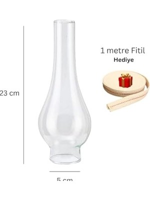 Berry Store Gaz Lambası Camı No 14 Büyük Boy Kandiller Için 1 M Fitil Hediye