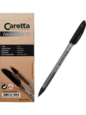 Caretta Focus Liner 35 Tükenmez Kalem Siyah 25 Li