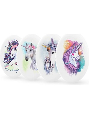 Silka Unicorn Desenli Elips Şekilli Silgi  4 Adet