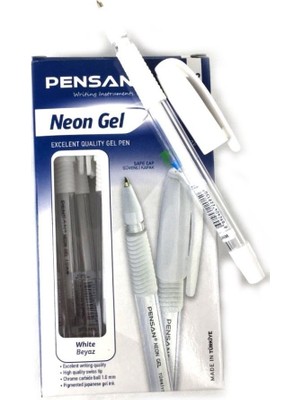 Pensan Neon Jel Tükenmez Kalem 1 mm 12'li Beyaz Renk Yüksek Kalite Yazım Deneyimi