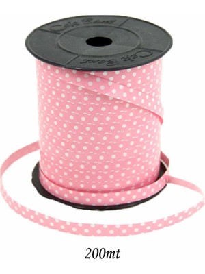 Cansüs 200Mt Şerit Puantiyeli Rafya 8Mm Pembe