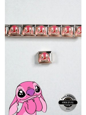 Lynare Italyan Stitch Angel Charm Bileklik Charmı Pembe Stitch Angel Model 1 Adet
