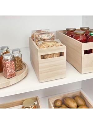 Berry Store Kulplu Saklama Kutusu, Mutfak Dolabı Düzenleyici, Raf Veya Saklama Dolabı Için, Çok Yönlü Kutu, Bej