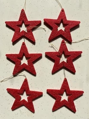 Nisar Store Mini Tasarım Atölyem Kırmızı Içi Boş Yıldız Keçe Yılbaşı Ağacı Süsü Kırmızı