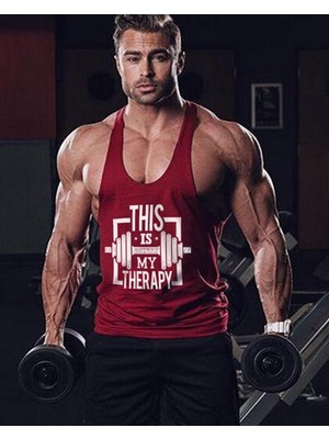 Ghedto My Therapy Bordo Fitness Gym Tank Top Sporcu Atleti Slimfit Kesim Konforlu Yapı