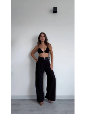 Şamdan Şık ve Rahat Yüksek Bel Palazzo Pantolon