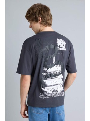 Defacto %100 Pamuk Boxy Fit Baskılı Tişört