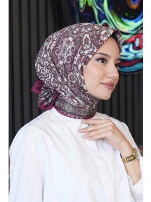 Afvente Etnik Desen Bordo Soft Pamuk Eşarp