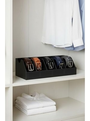 Nisar Store 5 Bölmeli Kemer Çorap Takı Makyaj Kutusu Dolap Içi Kemer Düzenleyici Organizeri Siyah ve Beyaz 2 Li