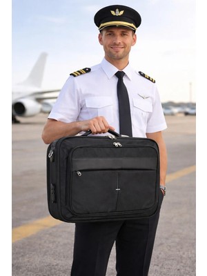 Canaris Pilot Çantası Kasalı Mümessil Çantası Evrak 15.6 Inç Laptop Notebook 7 Bölmeli Şifreli Kilitlemeli