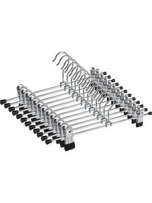 Nisar Store 5’li Metal Pantolon ve Etek Askısı – 360° Dönebilen Kancalı, Ayarlanabilir Çoklu Askı, Dolap Içi Yer Tasarruflu Elbise Askısı, Pantolon, Etek, Şal, Çorap Düzenleyici Set (40 Cm)