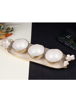 sembol Florındo Altın Sedefli Tepsili Çerezlik 45X13CM