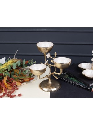 sembol Florındo Altın Sedefli Ayaklı Çerezlik/dekor 28X29CM