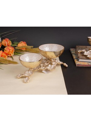 sembol Florındo Altın Sedefli 2'li Ayaklı Kase/dekor 15X30CM