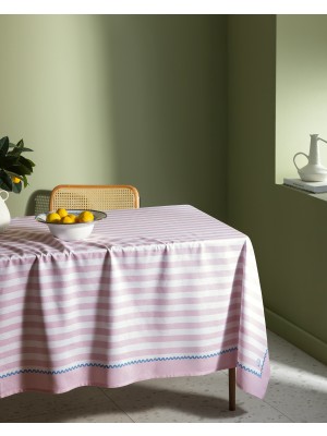 Madame Coco Louve Polycotton Masa Örtüsü - Pudra/beyaz - 150X200 cm