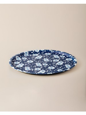 Madame Coco Reve Blue Vista Yuvarlak Tepsi - Mavi/beyaz
