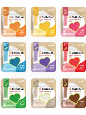 ChildGen Doğal Oyun Hamuru - 9’lu 9X125 gr Vakumlu Kartuş Paket - (Ecopack-Refill)