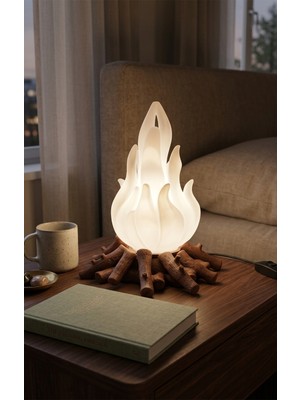 Blurix Alev Efektli Dekoratif Masa Lambası | Kamp Ateşi Tasarım Gece Lambası | Ortam Işığı Abajur