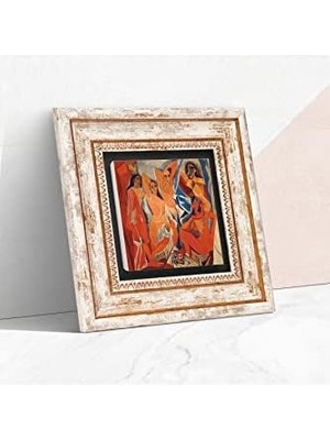Berry Store Picasso Avignonlu Kızlar Taş Duvar Tablosu - Çerçeveli Taş Tablo - Dekoratif Duvar Sanatı - Modern Ev ve Ofis Duvar Dekoru K1-302