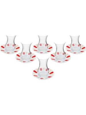 Berry Store Kırmızı Yaldız 6 Kişilik Çay Takımı