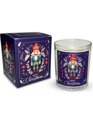 Nisar Store – Kurşun Asker (Nutcracker) Tasarımlı Mum, Lacivert Renk Temalı, 135 G Doğal Bio, 40 Saat Yanma Süresi, Cam Kavanoz, Şık Bristol Kutulu, Yılbaşı Koleksiyonu Hazır Hediye