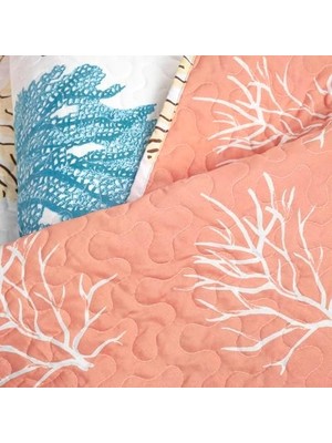 Berry Store Lush Mavi ve Kıyı Kayalığı Yorgan-Çift Taraflı 7 Parça Yatak Seti Tüy Deniz Kabuğu Tasarımı-Tam Kraliçe