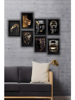 Berry Store 7 Parça Çerçeve Görünümlü Mdf Tablo Seti