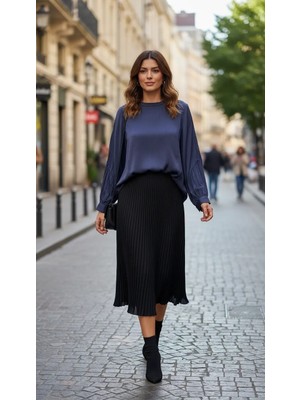 Misswhence Ipek Bluz 39023 Lacivert