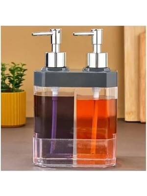 NY Home 2 Bölmeli Sıvı Sabunluk & Süngerlik – Bulaşık Deterjanı ve El Sabunu Için Çift Hazneli, Entegre Süngerlik Bölmeli, Tezgah Üstü Pratik Sabunluk Tezgah Düzenleyici (Siyah)