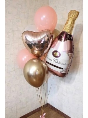 Nisar Store Şampanya Şişesi Pembe Folyo Balon