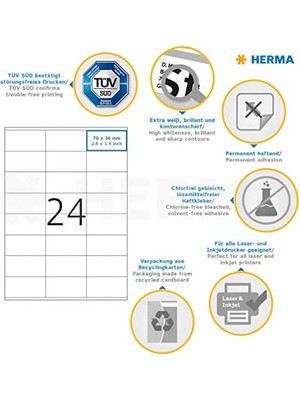 NY Home 4453 Adres Etiketi, 100 Yaprak, 70 x 36 Mm, A4 Yaprak Başına 24 Adet, 2400 Çıkartma, Kendinden Yapışkanlı, Yazdırılabilir, Lazer, Mürekkep Püskürtmeli Yazıcı Için