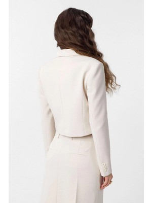 Antioch Ekru Crop Kadın Blazer Ceket