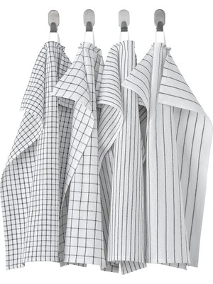 Nisar Store Çay Havlu, Beyaz/koyu Gri/desenli, 18X24 (45X60 Cm)